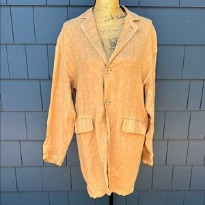 Marque de Brodeuces camel linen Tan  Blazer Classic Collared Design med magnolia